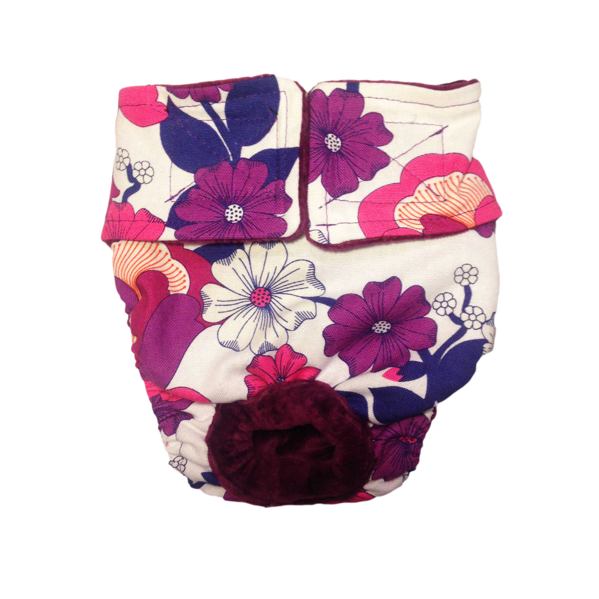 Barkertime Purple Flower on White Washable Dog Diaper