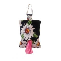 White Daisy Flower on Black Dog Poop Bag Dispenser