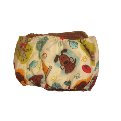 doggie with bones on cream white belly band - back doggie with bones on cream white belly band - back