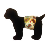 doggie with bones on cream white belly band – model 1