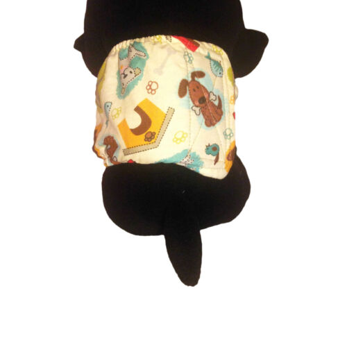 doggie with bones on cream white belly band - model 2 doggie with bones on cream white belly band - model 2