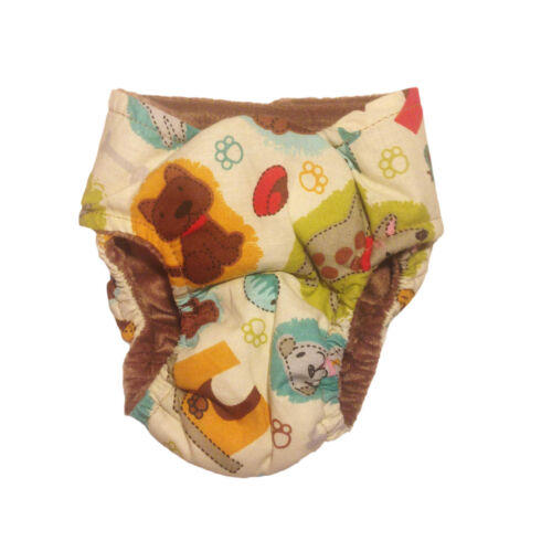 doggie with bones on cream white diaper - back doggie with bones on cream white diaper - back