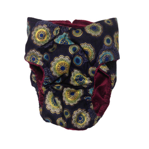 glory flower on dark blue diaper - back glory flower on dark blue diaper - back