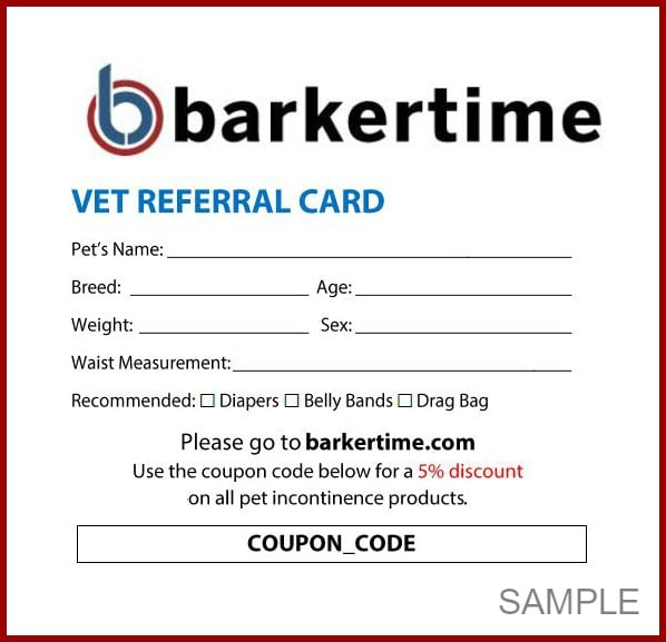 Barkertime Vet Referral Card Sample