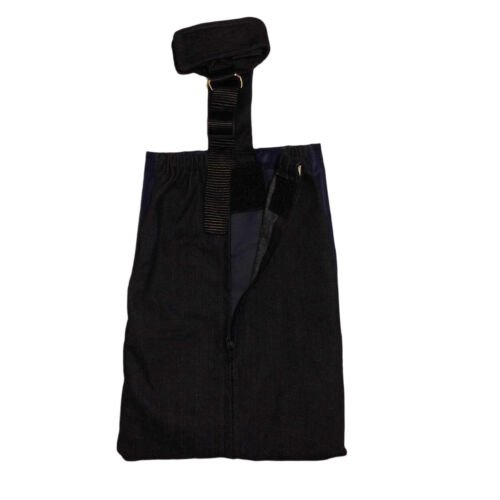 denim drag bag - open denim drag bag - open