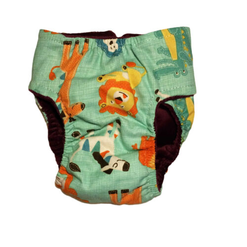 jungle buddies on teal diaper - back jungle buddies on teal diaper - back