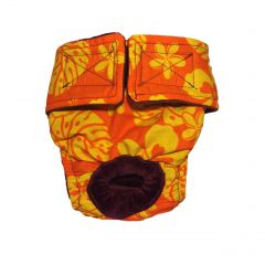 Orange Hawaiian Hibiscus Washable Cat Diaper