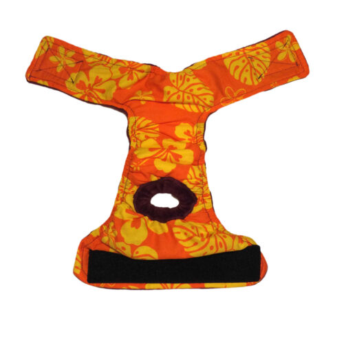orange hawaiian hibiscus diaper - open orange hawaiian hibiscus diaper - open