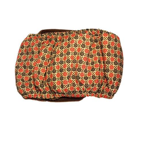 red and brown flower on yellow belly band - back red and brown flower on yellow belly band - back