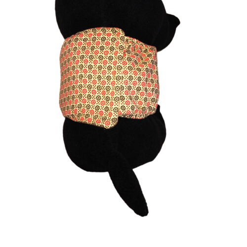 red and brown flower on yellow belly band - model 2 red and brown flower on yellow belly band - model 2