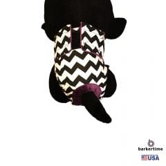 Black Chevron on White Washable Cat Diaper