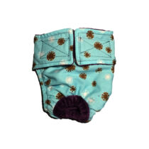 Brown and White Snowflakes on Light Blue Dog Diaper