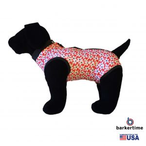 Daisy Flower on Red PeeJama E-Collar Alternative Recovery Suit