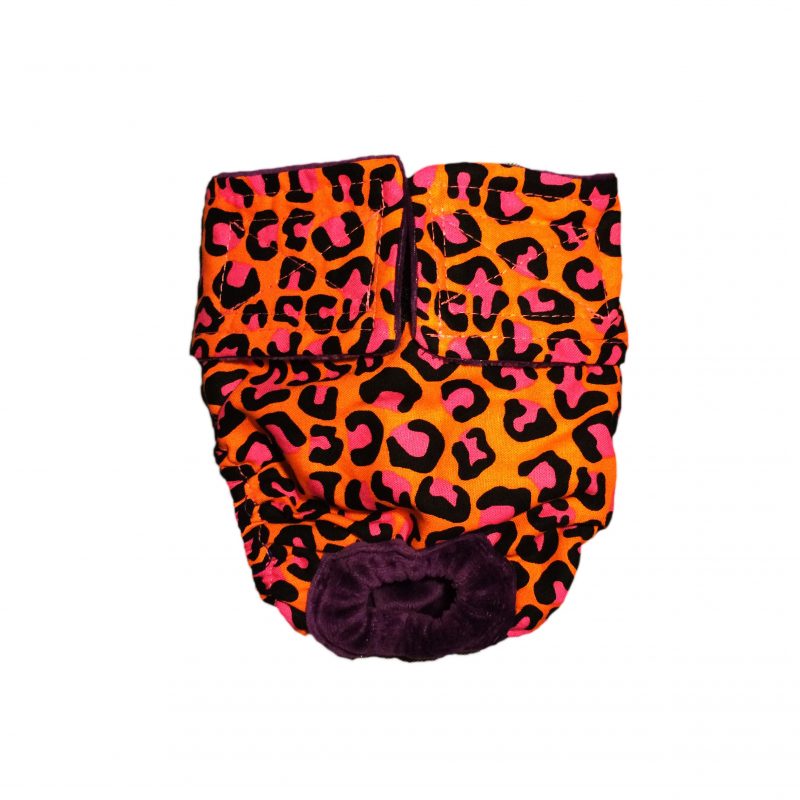 Orange Hot Pink Leopard  Cat Diaper