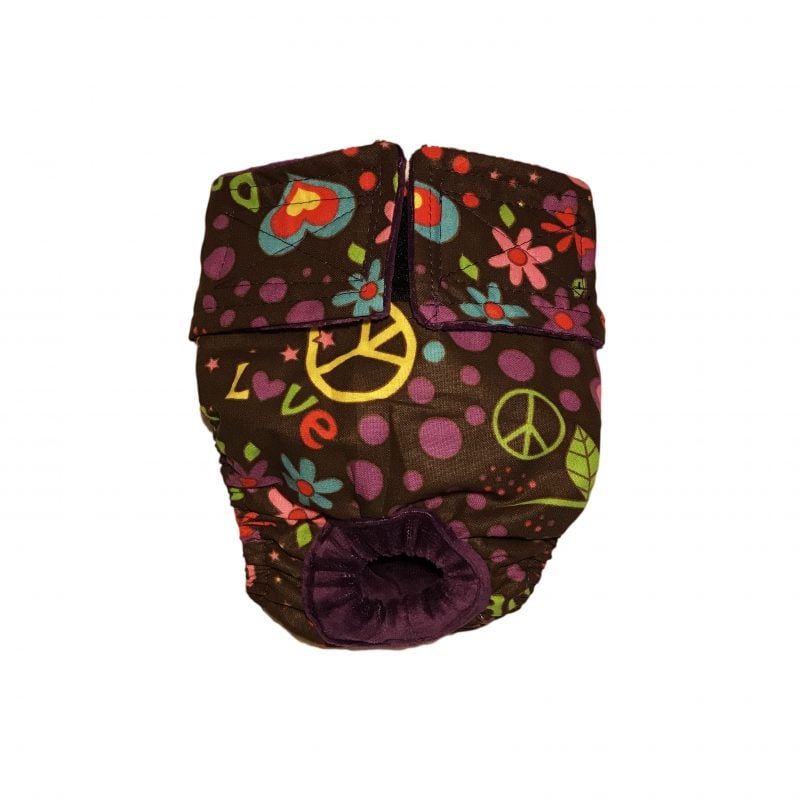 Peace and Love on Brown   Dog Diaper