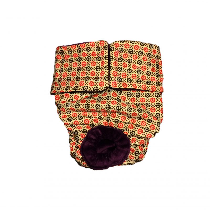 Red and Brown Flower on Yellow Premium Waterproof Dog Diaper