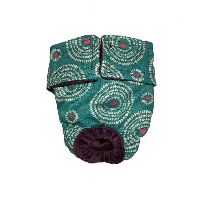 White Circles and Pink Dot on Teal   Cat Diaper