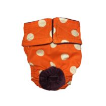 White Polka Dot on Orange Dog Diaper