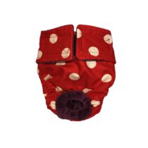 White Polka Dot on Red Dog Diaper