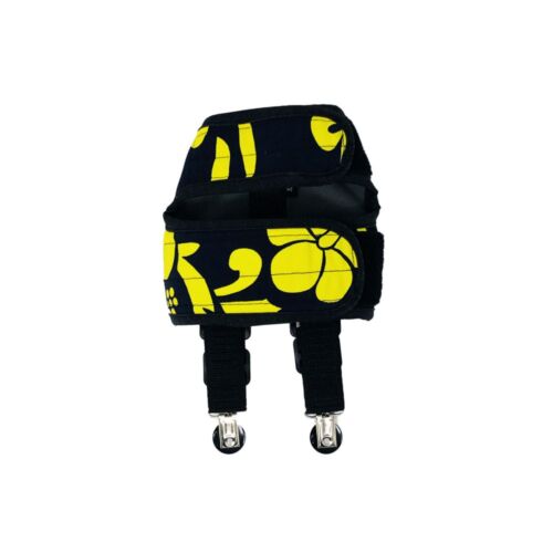 yellow hawaiian hibiscus on blue suspender harness - back yellow hawaiian hibiscus on blue suspender harness - back