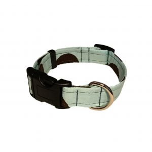 Brown Polka Dot on Light Blue Dog Collar