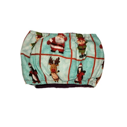 christmas santa elf penguin and reindeer squares belly band - back christmas santa elf penguin and reindeer squares belly band - back