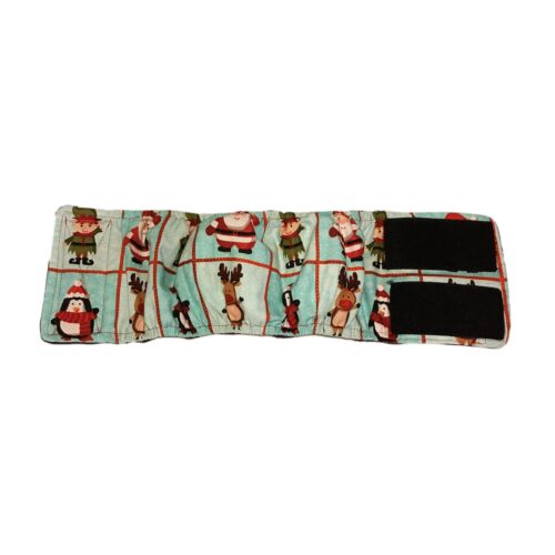christmas santa elf penguin and reindeer squares belly band - open christmas santa elf penguin and reindeer squares belly band - open