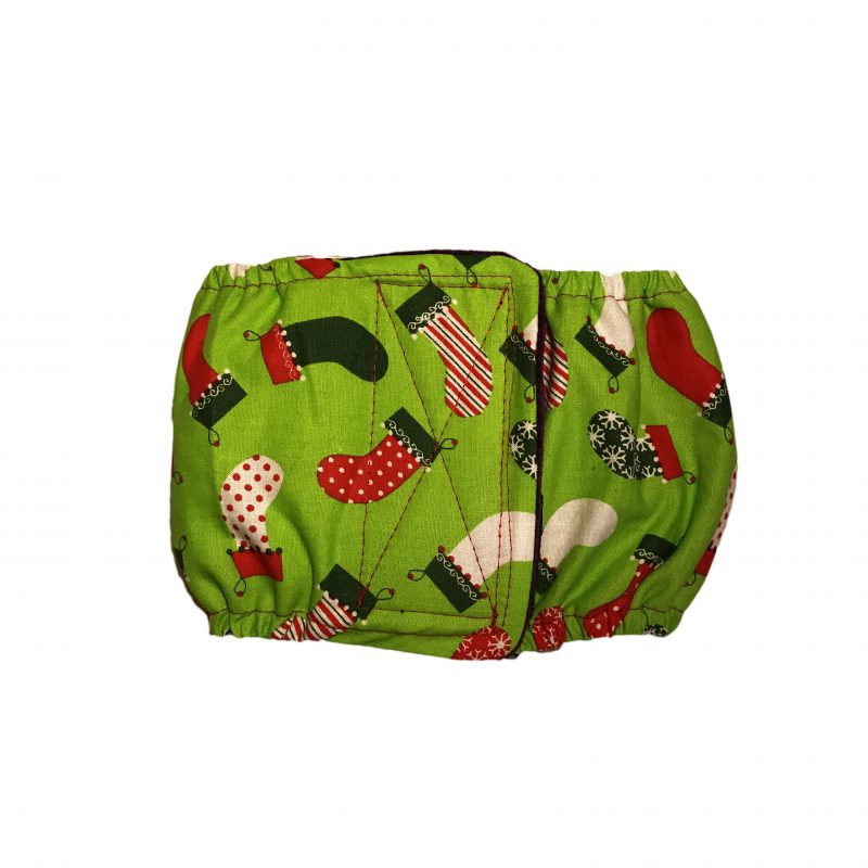 Christmas Stockings on Green  Dog Belly Band