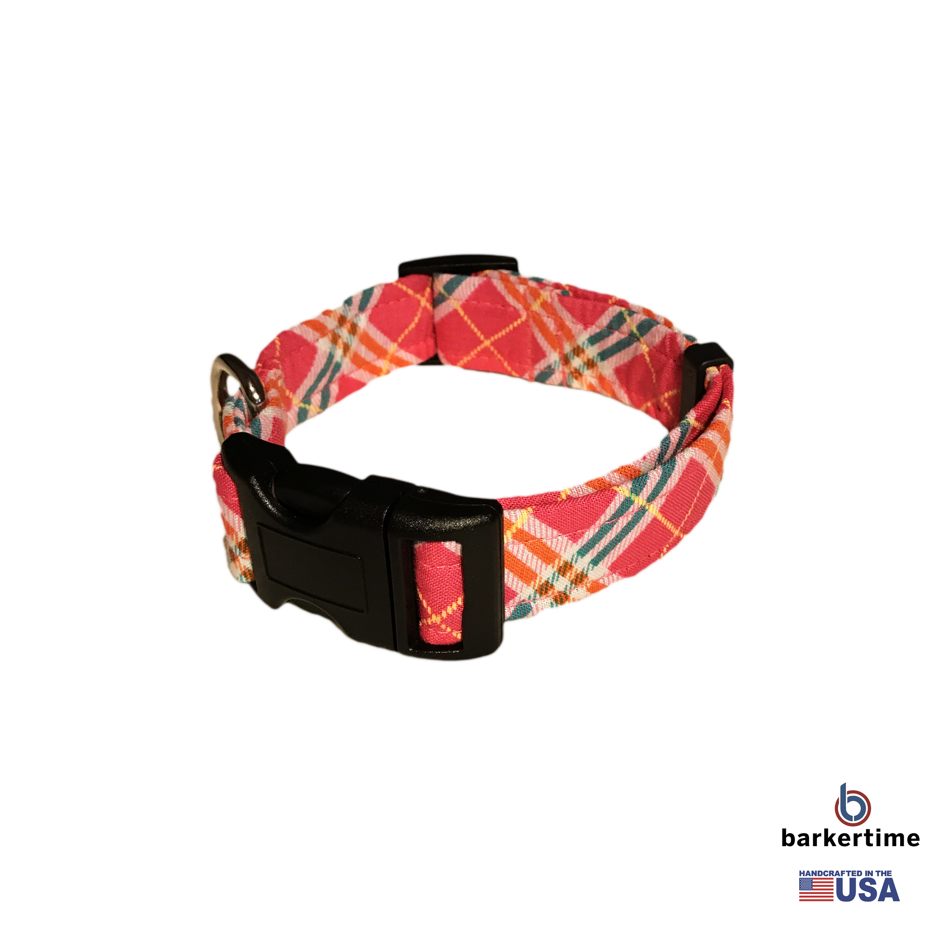 Pink Plaid Dog Collar Barkertime