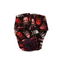 Red and White Crossbones on Black Dog Diaper