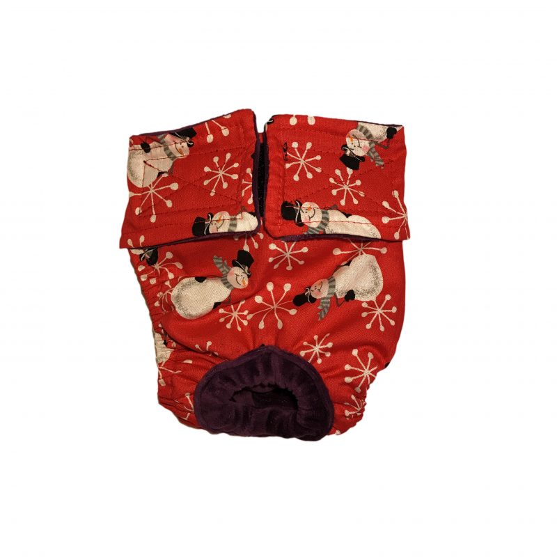 Snowman and Snowflakes on Red   Dog Diaper