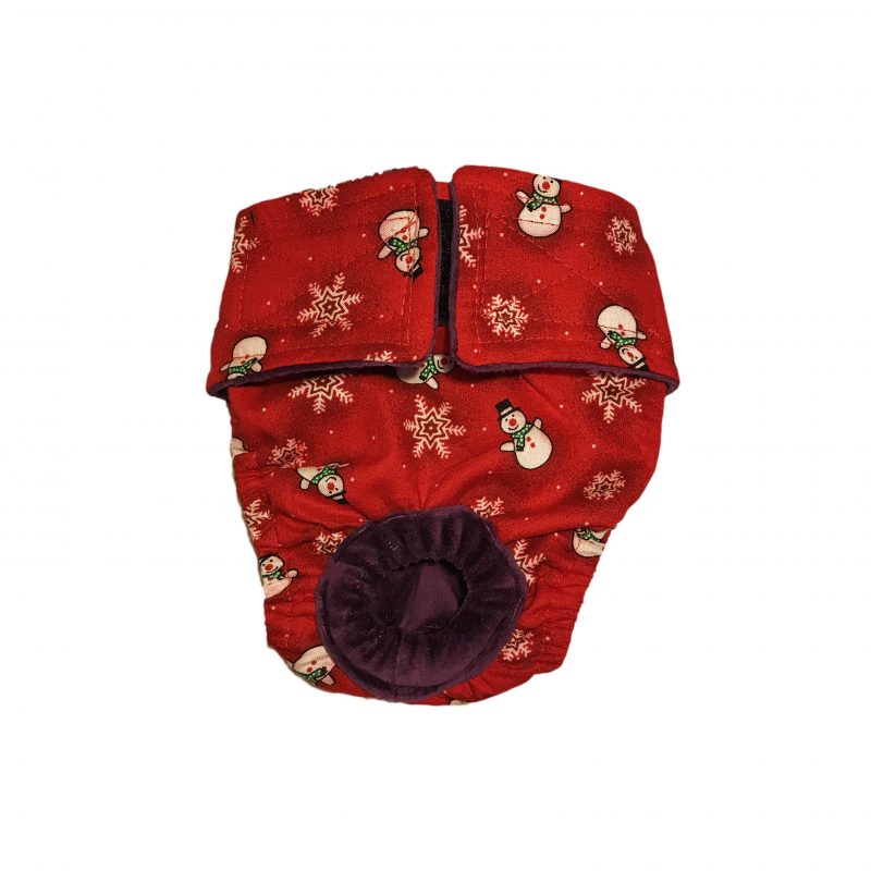 Snowman and Star Snowflakes on Red   Dog Diaper