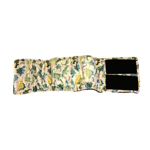 Dinosaur on White pul belly band - open Dinosaur on White pul belly band - open