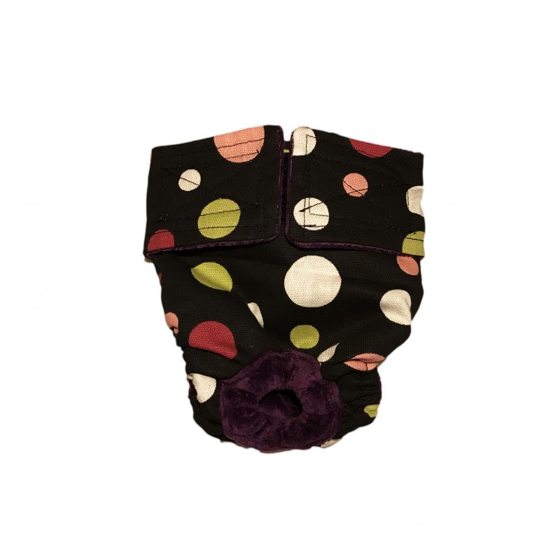 Colorful Polka Dot on Black   Dog Diaper