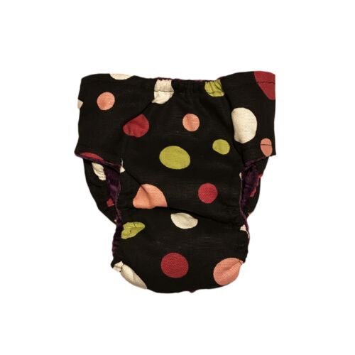 colorful polka dot on black diaper - back colorful polka dot on black diaper - back