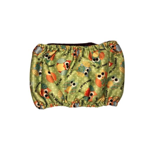 cute owls on green pul belly band - back cute owls on green pul belly band - back
