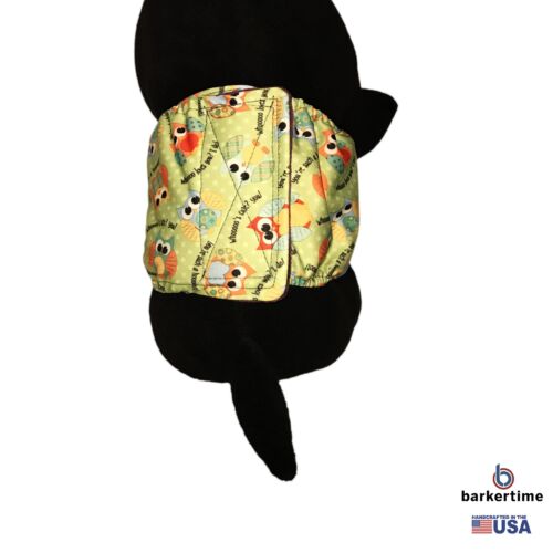 cute owls on green pul belly band - model 2 cute owls on green pul belly band - model 2