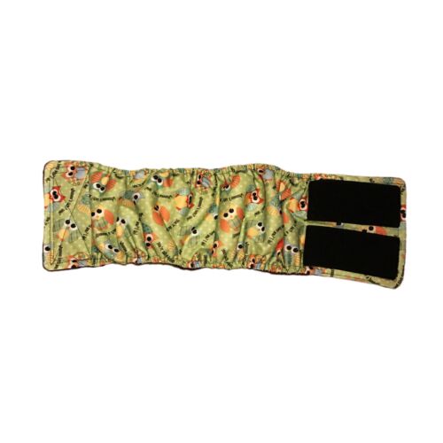 cute owls on green pul belly band - open cute owls on green pul belly band - open