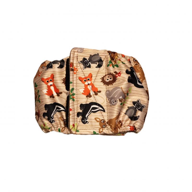 Forest Friends on Brown    Dog Belly Band Male Wrap