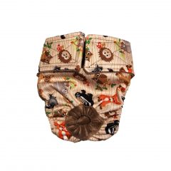 Forest Friends on Brown Premium Fully Waterproof PUL Washable Cat Diaper