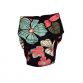 pink and turquoise paradise flower on black diaper - back