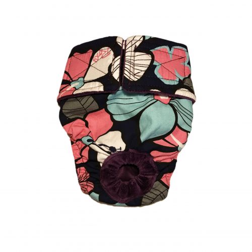 pink and turquoise paradise flower on black diaper