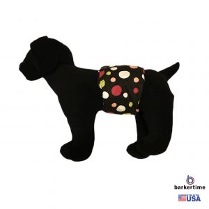 Colorful Polka Dot on Black Washable Dog Belly Band Male Wrap