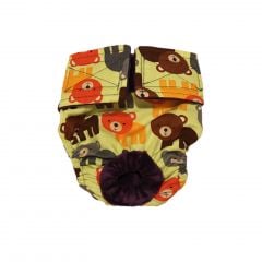 Happy Bear on Green Washable Cat Diaper