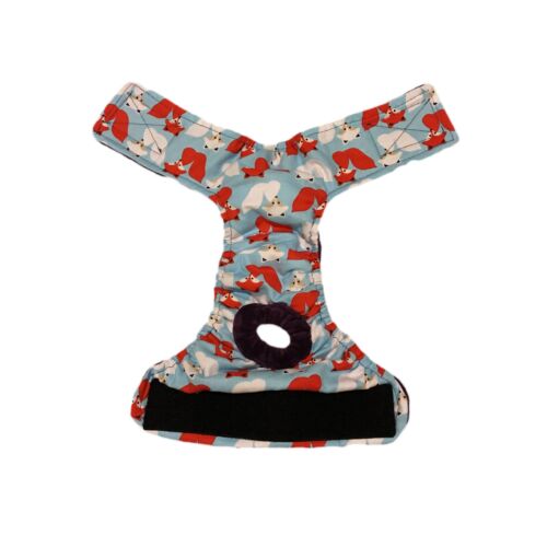 red and white fox diaper - open red and white fox diaper - open