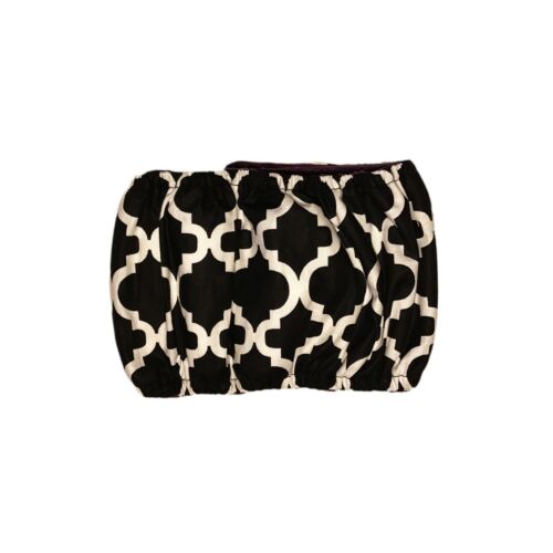 white quatrefoil on black belly band - back white quatrefoil on black belly band - back