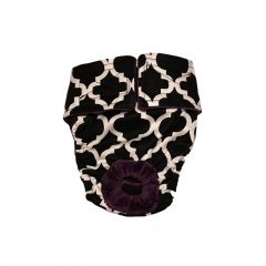 White Quatrefoil on Black Washable Cat Diaper