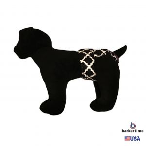 White Quatrefoil on Black Washable Dog Diaper
