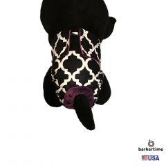 White Quatrefoil on Black Washable Cat Diaper
