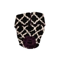 White Quatrefoil on Black Dog Diaper